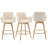 Ashwell Swivel Full Back Arms Upholstered 26.6"H Counter Stool With Solid Rubberwood Frame And Gold Footrest(Set of 3)-784301357