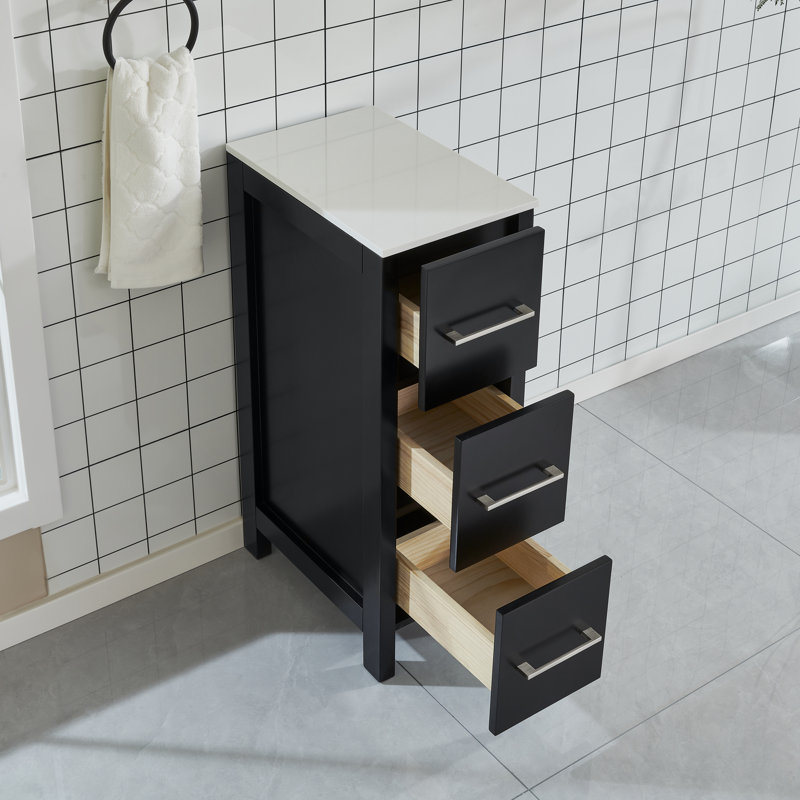 Armoire de salle de bain autoportante 12 po à 3 tiroirs Brescia, Espresso