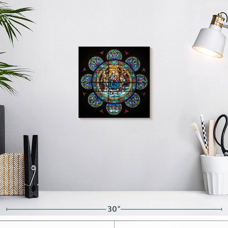 Vitrail Javetta de Marie et Jésus, H 10 po x l 10 po