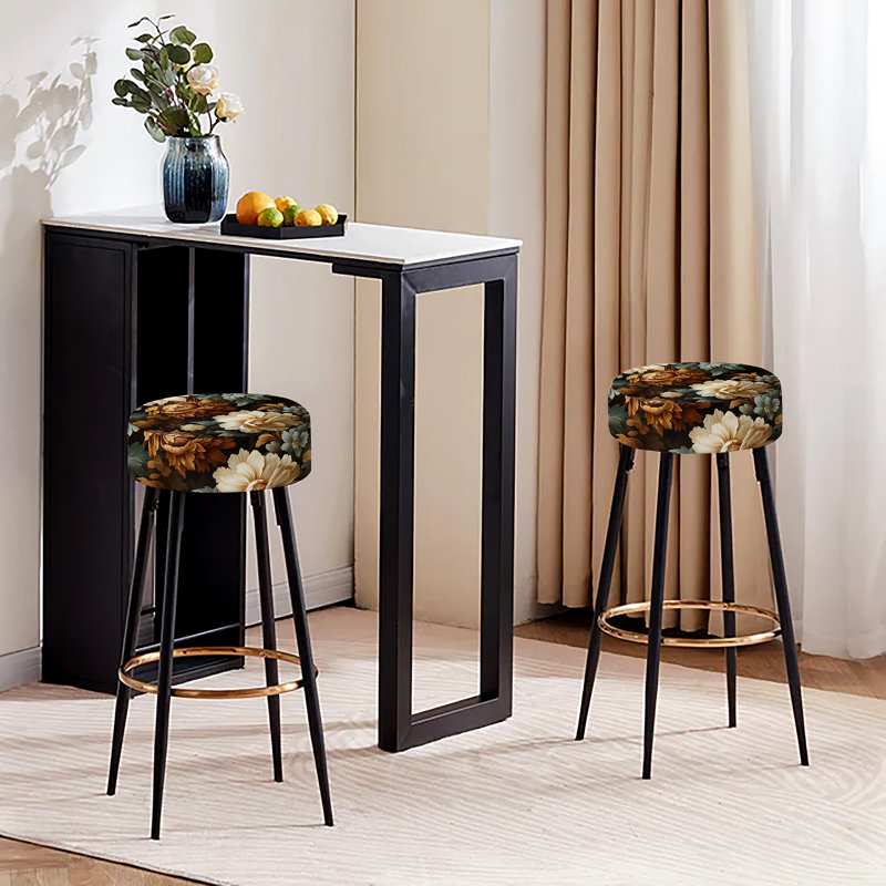 Rustic Brocade Elegance Victorian Pattern IV - Floral Bar Stools Set Of 2