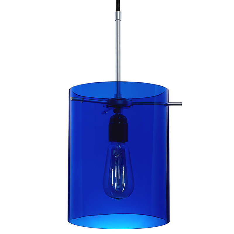 Luminaire suspendu cylindrique simple 1 lumière London, Chrome, bleu