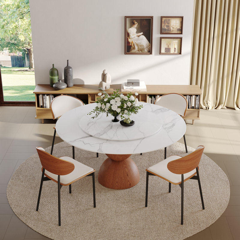 Round Conlon With Lazy Susan, 29.53"H x 47.24"L x 47.24"W, White