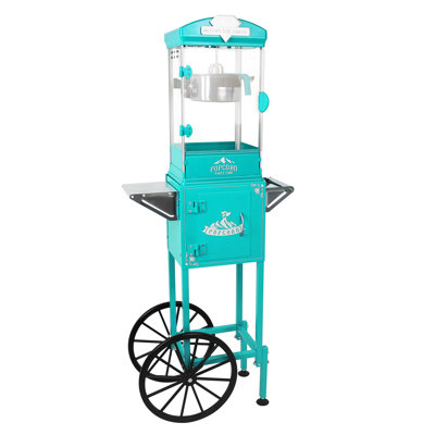 Vintage 10-Ounce Professional Kettle Popcorn Machine with Cart, Wheels & 3 Plastic Measuring Spoons