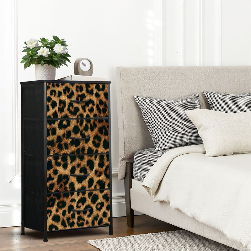 4 Drawer Dresser for Bedroom, Narrow Chest of Drawers, Wooden Top and Study Iron Frame 18"x37.5"-(WxH)