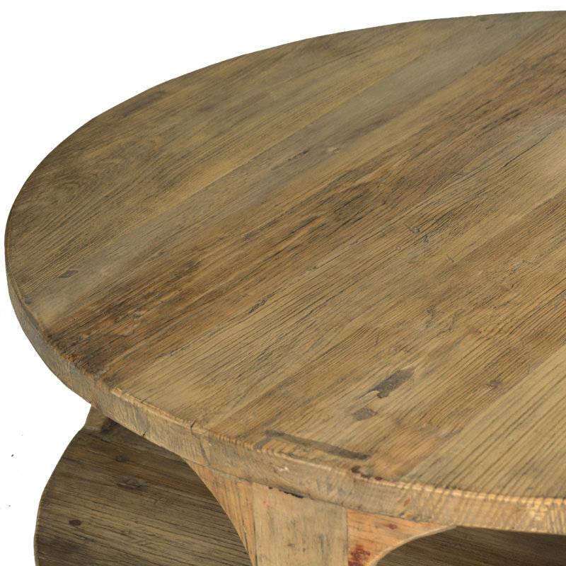Emil Solid Wood Floor Shelf Coffee Table with Storage