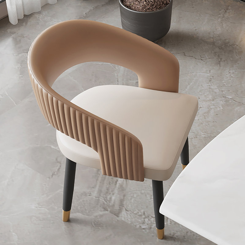 19.69"Gray Nappa Leather Solid Wood Dining Chairs, Gray, Gray