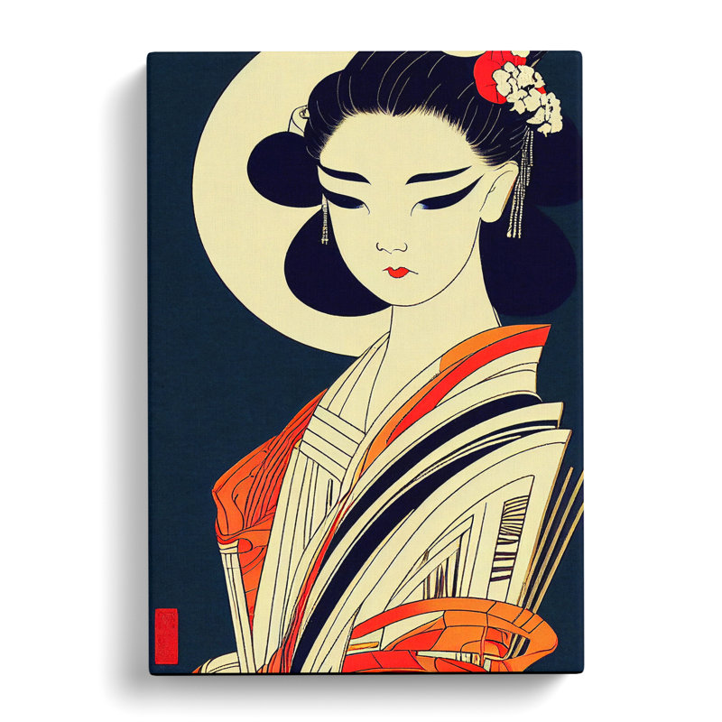 Artistic Geisha No.2 - Wrapped Canvas Print, 50cm H x 35cm W x 3cm D, Wrapped Canvas