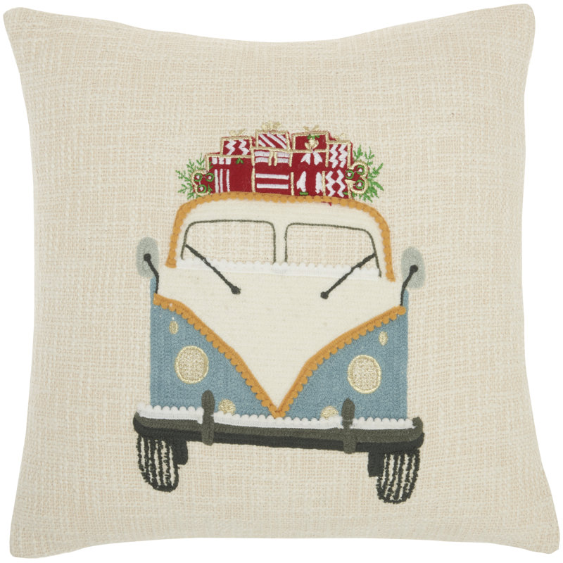 Appliqued Cotton Throw Pillow