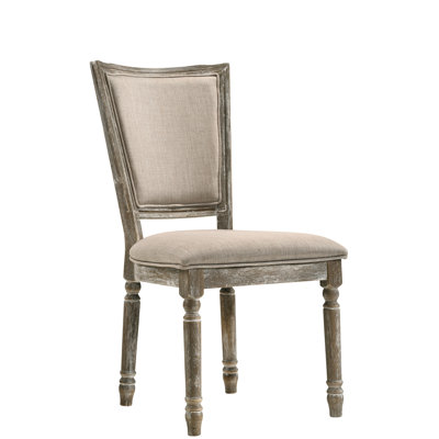 Chaise d'appoint beige et grise, revêtement élégant, structure récupérée
