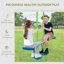 Metal Swing Set With Glider, Two Swing Seats And Adjustable Height, Outdoor Heavy Duty A-Frame