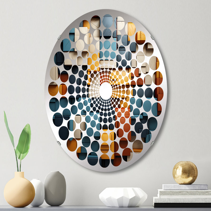 Cubist Harmony Tones Collage I - Miroir décoratif Radial Dot-MIR110270-Ovale, L 20 po x H 30 po