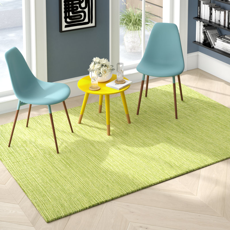 Temme Hand Woven Cotton Area Rug, Rectangle 3'6" x 5'6", Green