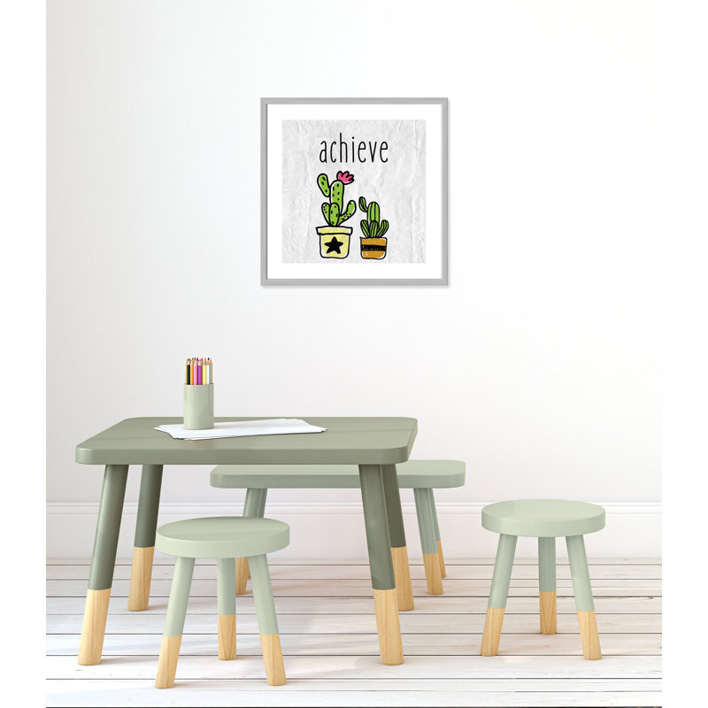 Impression sur papier Cacti C, Encadré de boîte argent, H 22,5 po x l 22,5 po x P 1,18 po