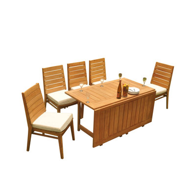 Outdoor 6 - Piece Teak Dining Set