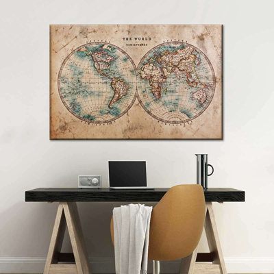 Hemisphere Map Canvas Print