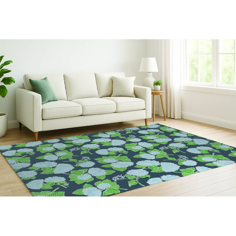Hydrangea Low Pile Decorative Indoor Area Rug, Rectangle 2' x 3'