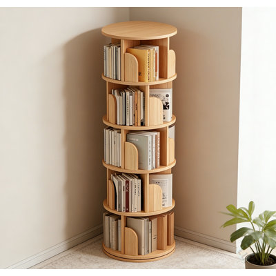 5-Layer 360° Rotating Circular Bookshelf Space-Saving Tower Bookshelf For Small Spaces Multifunctional Storage Rack For Bedroom, Living Room, Home Study, Bookshelf, Bookcase