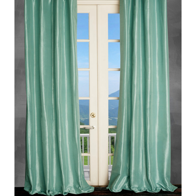 Panneau de rideau simple semi-diaphane avec passe-tringle Shelburne, l 50 po x L 108 po, Azur
