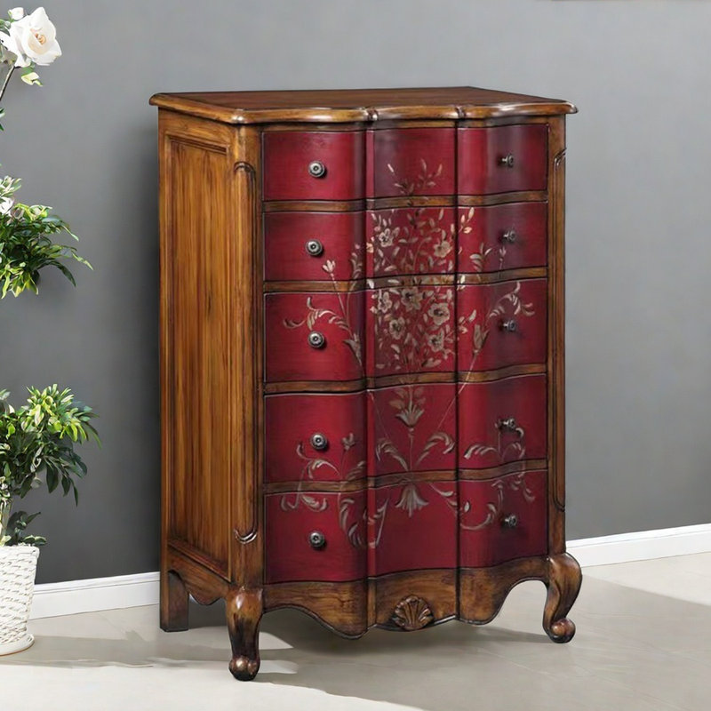 5-Drawer Hand-Painted Entryway Accent Chest