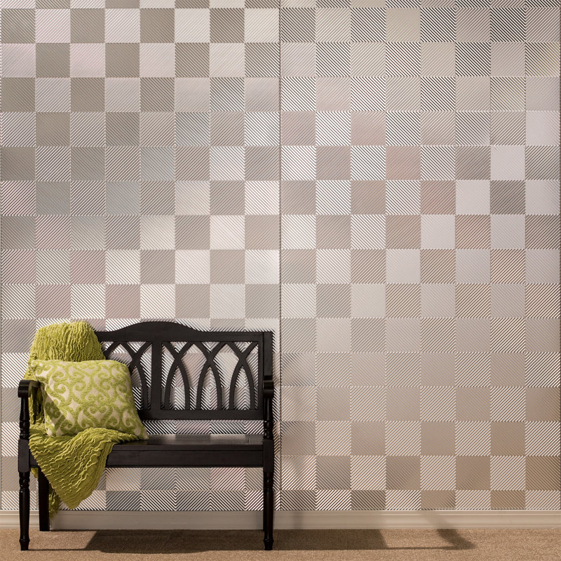 FASÄDE Quattro Decorative Vinyl 4'X8' Wall Panel, Brushed Aluminum