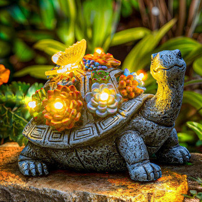 Solar Garden Outdoor Statue Turtle With Led Lights
