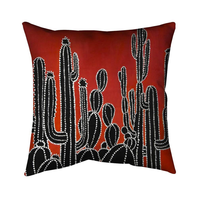 Black tall cactus - 26"x26" Throw pillow - Poly twill - Print on demand