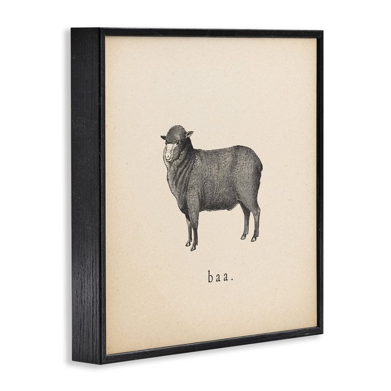 Baa Farm Sheep Sounds, art de la giclée encadrée par Wild Apple Portfolio, H 12 po x l 12 po, Giclée encadrée noir minuit