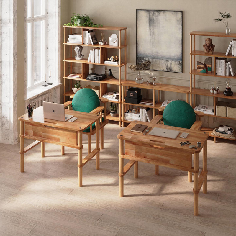Clark Solid Wood Rectangle Home Office Desk in Solid Beech Wood for Small Spaces, 29.9'' H x 39.4'' W x 22.8'' D