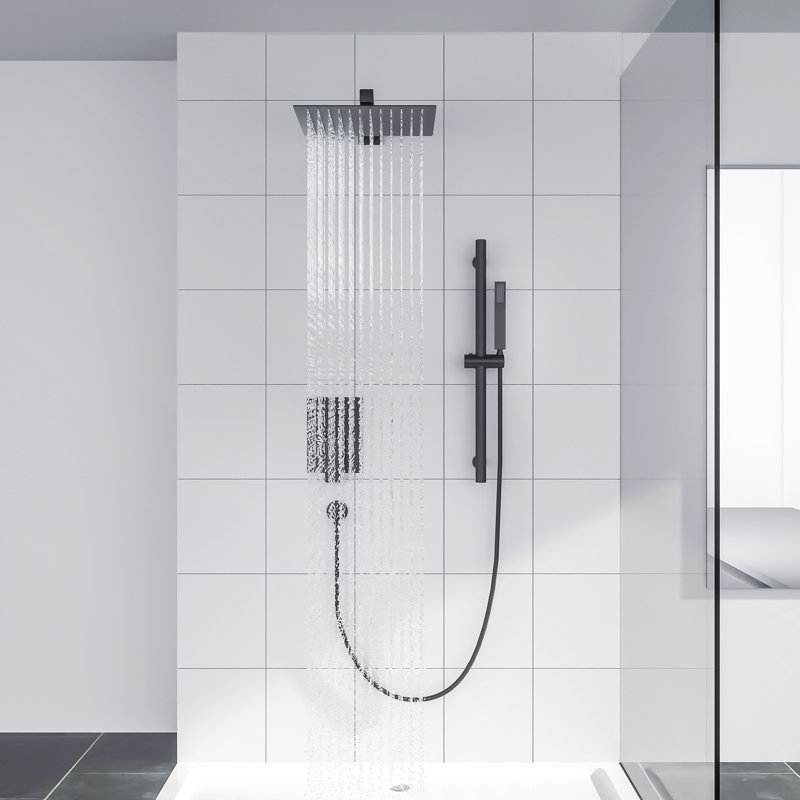 Complete Shower System with Rough in-Valve, Matte Black
