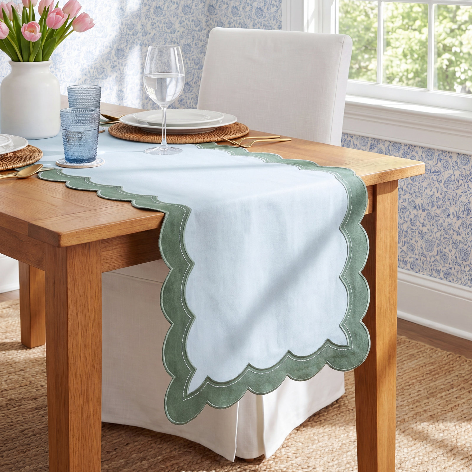 Reversible Rectangle Table Runner, Green
