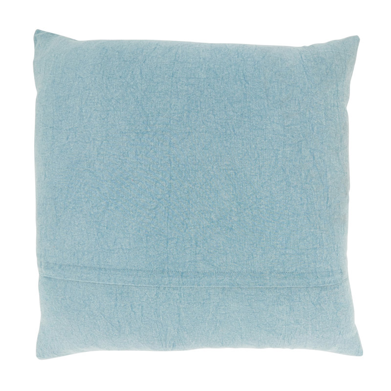 Blue Cotton Embroidered Nautical Fish Throw Pillow, 20"x20"