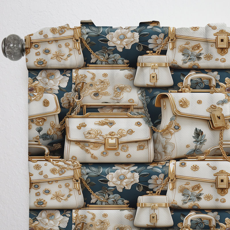 Destini Fashion Luxury Bag Pattern - Glam Curtain - Velvet Room Darkening - 1 Panel, 52" W x 95" L