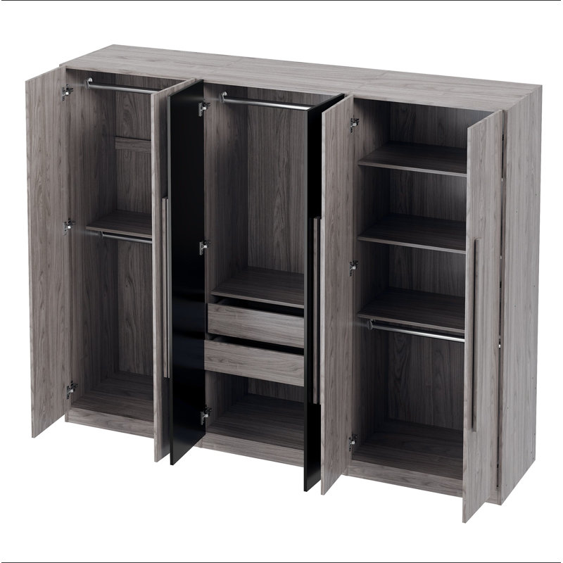 Rangement à 6 portes pour garde-robe en bois pour chambre à coucher, avec 2 tiroirs à l'intérieur