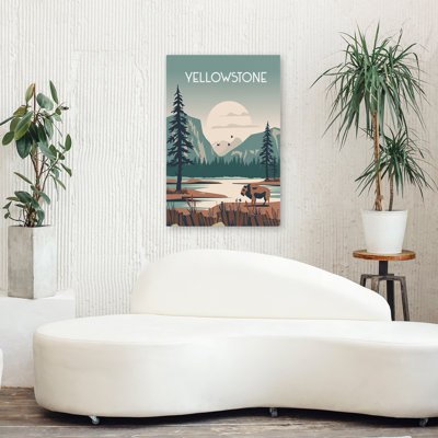 Yellowstone - animaux, bison, bleu, brun