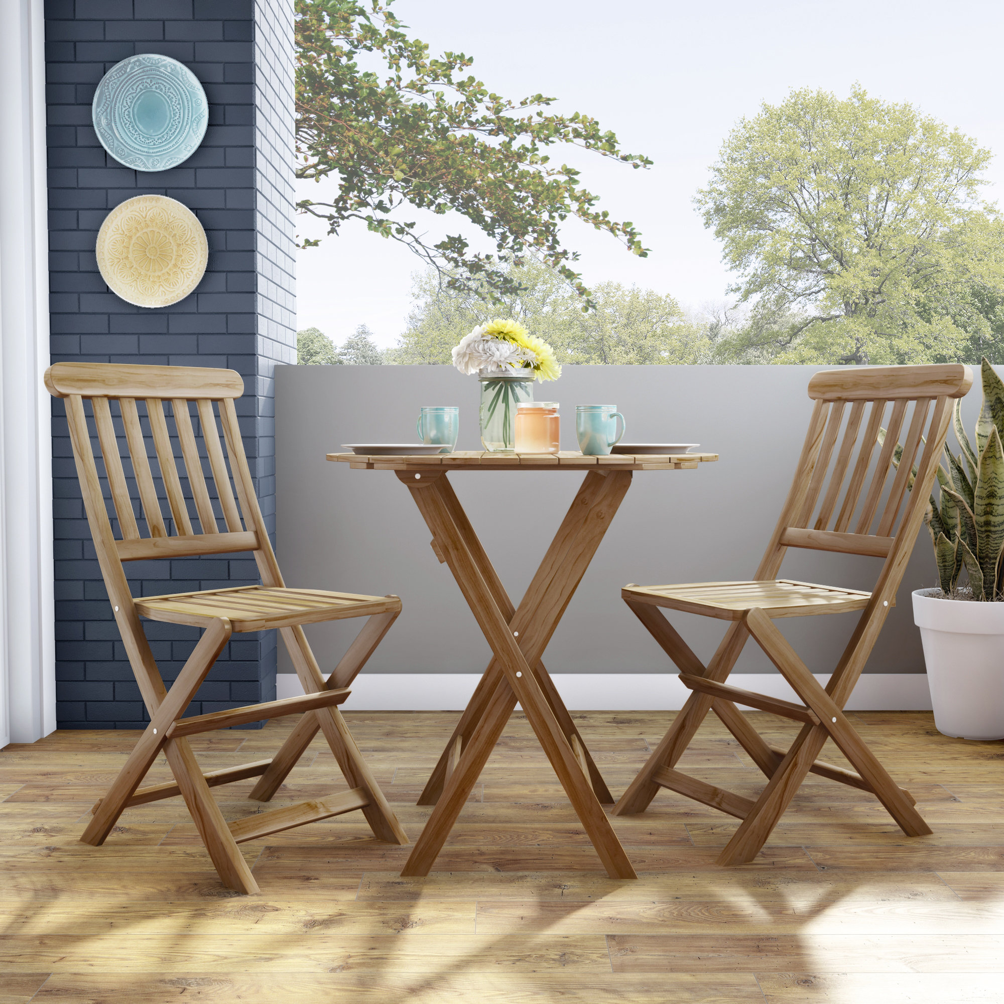 Oval table and 6 acacia chairs - Garden furniture - Tikamoon