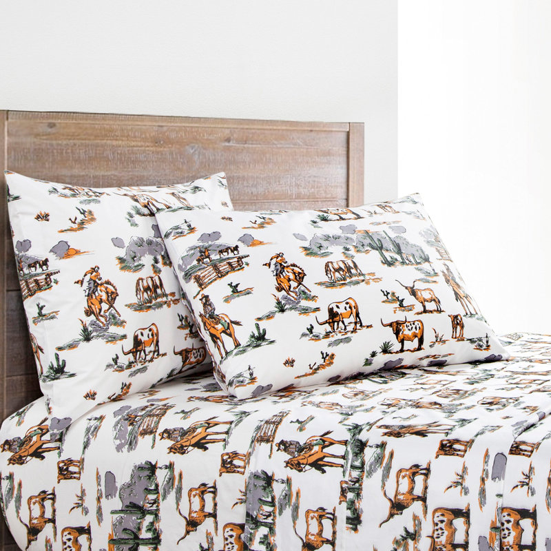 Queen Cotton Western Animal Print Sheet Set