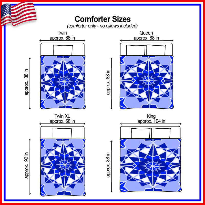 Blue Geometric Mandala Comforter, Twin Extra Long