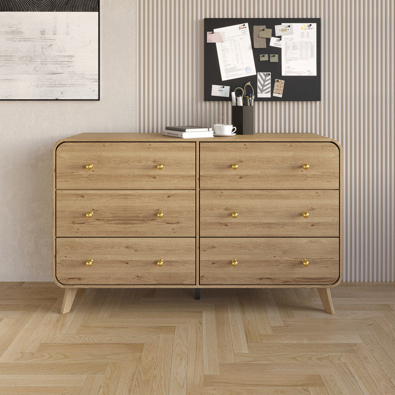 Commode à 6 tiroirs, Chêne clair