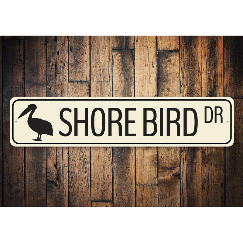 Plaque en aluminium Shore Bird Drive, H 4 po x l 18 po x P 0,04 po