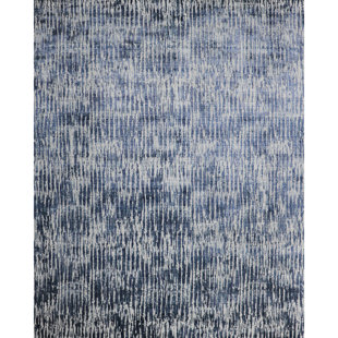 Hand-Knotted High-Quality Ivory and Blue Area Rug