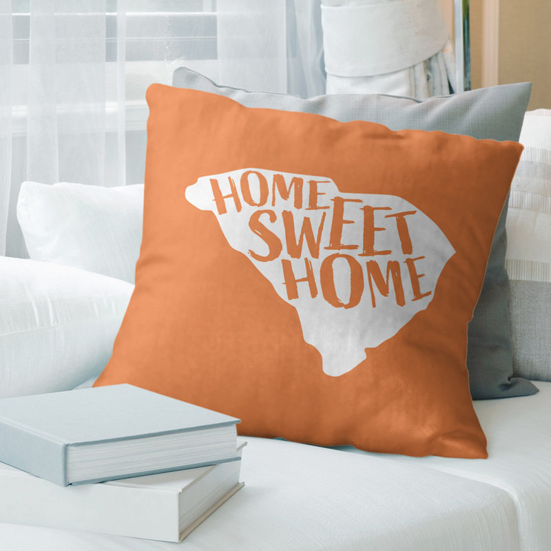 Coussin en lin us villes & states, 16 po x 1 po, Caroline du Sud, Orange