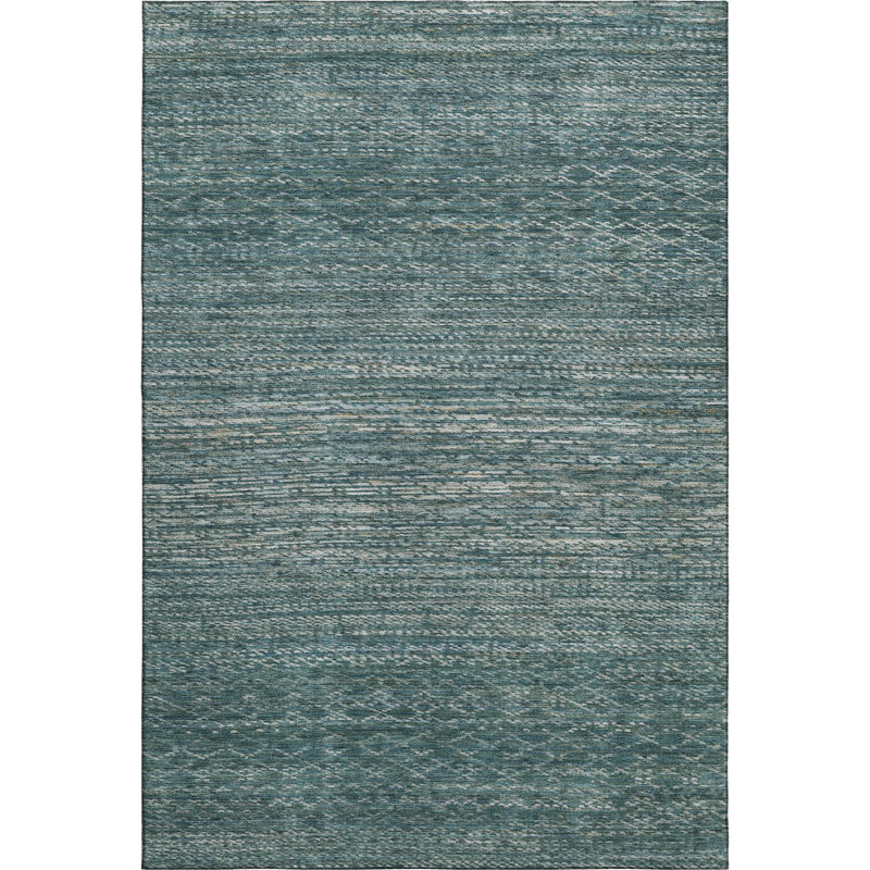 Premium Machine Washable Mayfield AMF2150 Striped Rug, Teal, Rectangle 2'6" x 3'10"