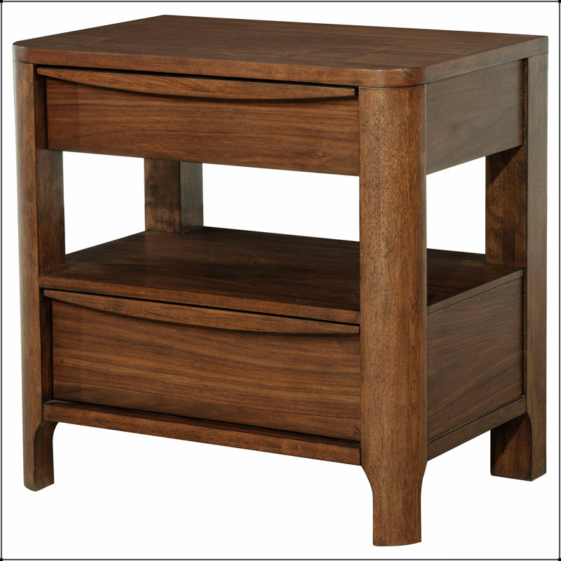 Table de chevet à 2 tiroirs Verona avec rangement dissimulé et tablettes ouvertes, parfaite pour les chambres à coucher modernes