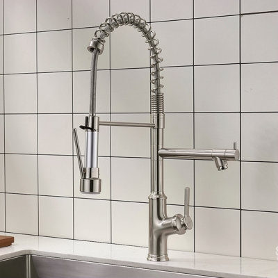 Kitchen Faucet With Pull Down Sprayer Stainless Steel Single Handle  Kitchen Sink Faucets