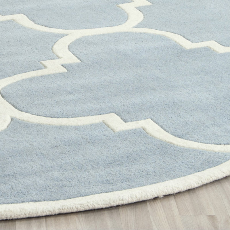 Carolene Hand Tufted Wool Geometric Rug, Round 4'