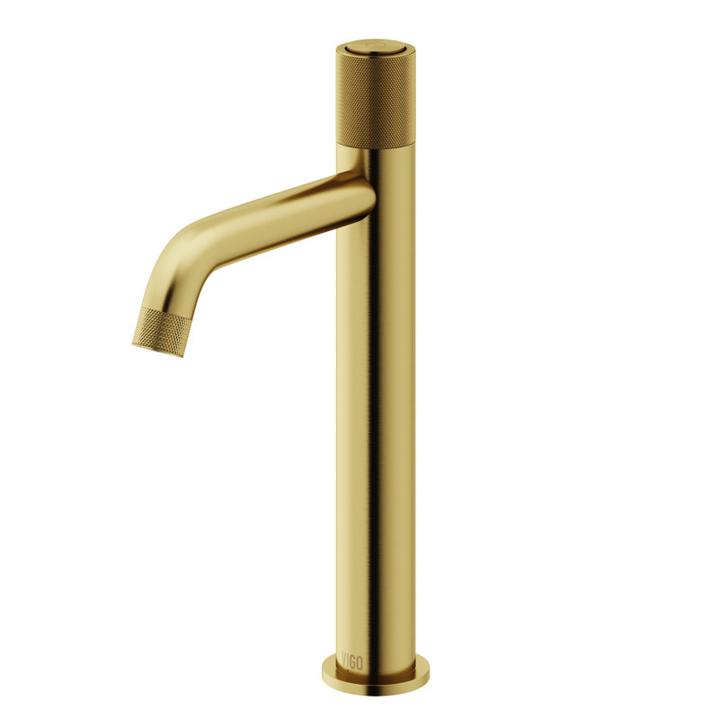 Apollo Button Operated Single Hole Bathroom Vessel Sink Faucet, Matte Brushed Gold