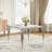 3-Piece Dining Set, 37" White Marble-Pattern Glass Dining Table, Tubular Stainless Steel Legs, 2 Velvet Upholstered Dining Chairs-435319580-435319579-435319574