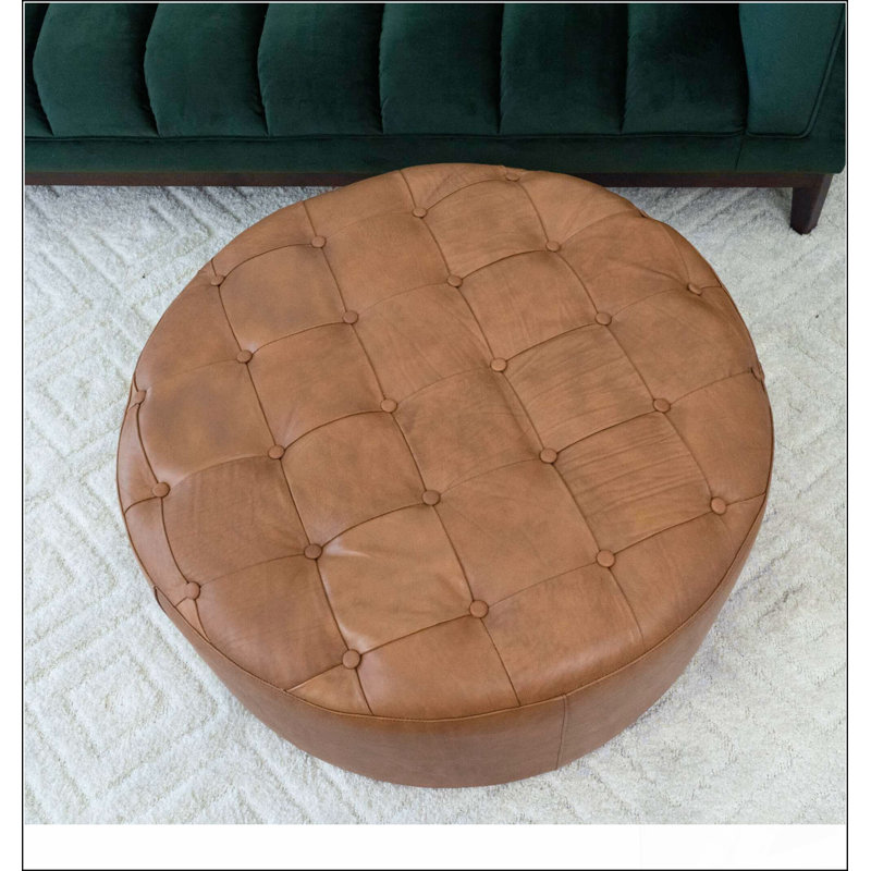 Repose-pieds en cuir brun clair Seletar Choix confortable, fonctions multiples, design classique et coins douillets