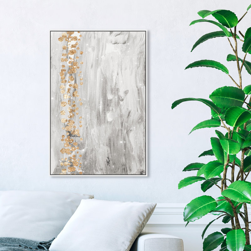 «Abstract Butterfly Forest Light Brush Strokes», reproduction d'impression sur toile, Cadre flottant blanc, H 24 po x l 16 po