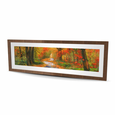 Autumn Trail - Framed Matted Print for Living Room Decor